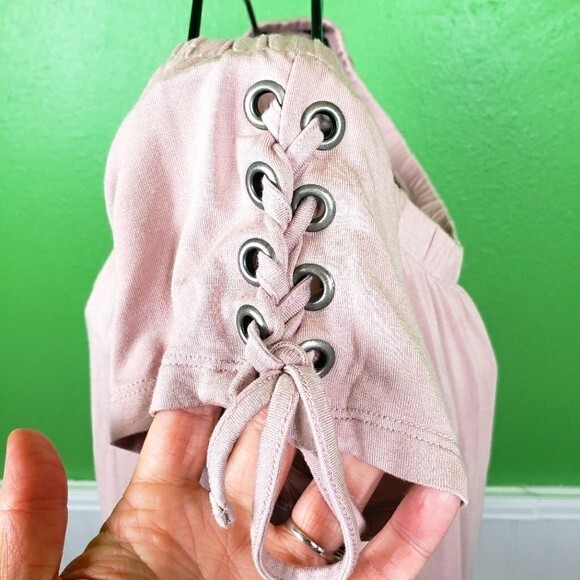 American Eagle Outfitters Soft Off The Shoulders Lace Tie Shirt Size Large - Picture 6 of 9